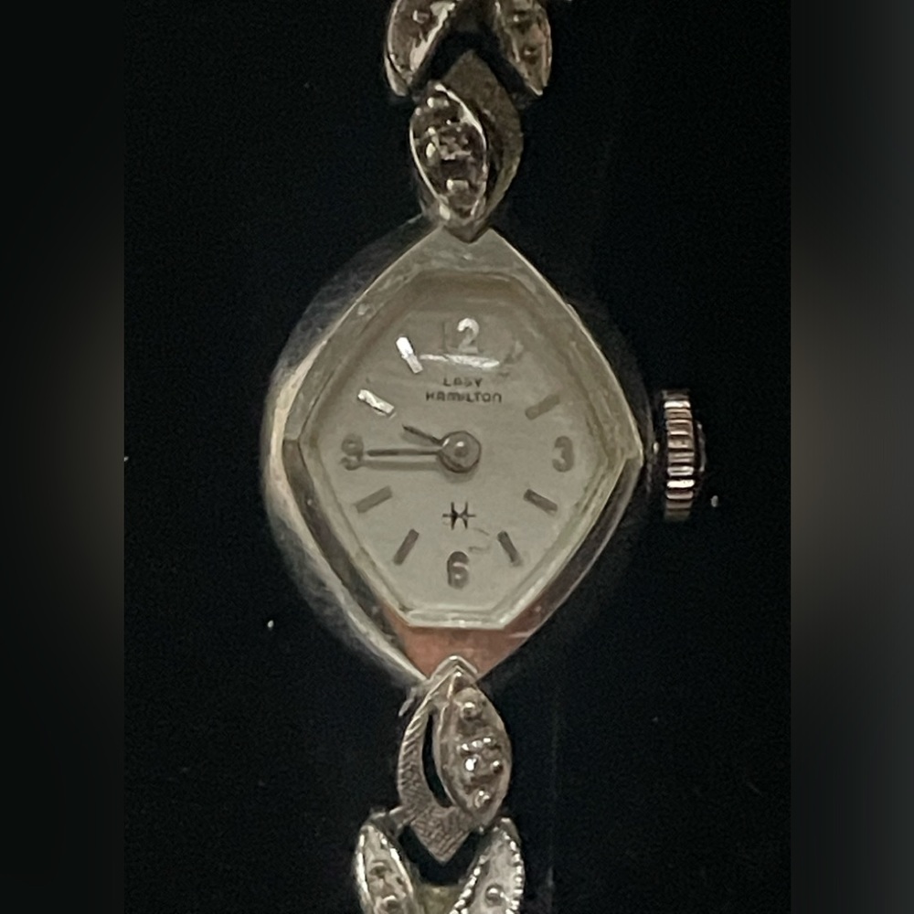 Estate find, vintage working 14K Gold Lady Hamilton Watch with diamonds